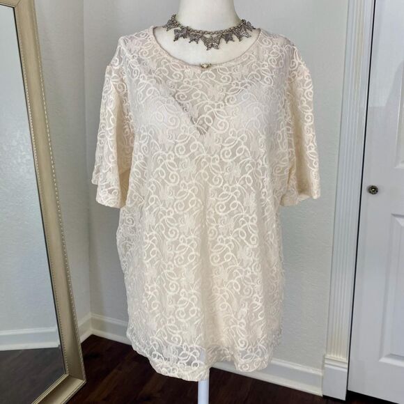 Pastille Whimsical Coquette Fairy Sheer White Cream Lace Blouse Top One Size - Picture 3 of 7